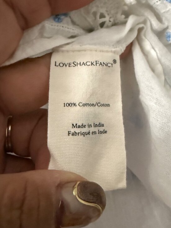 Love Shack Fancy White Blue Embroidered Floral Cottagecore Skirt Womens Medium - Picture 3 of 5